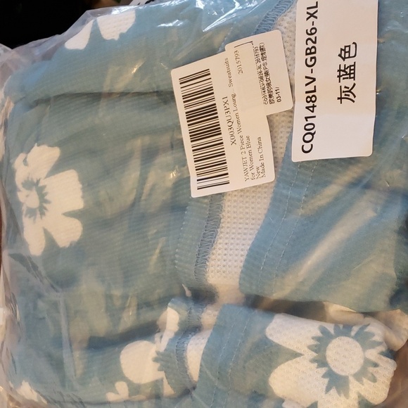 YAWJET Blue Floral  Tank Top & Shorts Pajama Set Comfy Loungewear Size XL - Picture 5 of 9